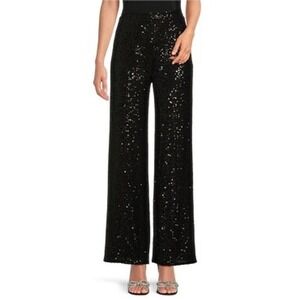 Badgley Mischka Black Sequin Wide Leg Pants